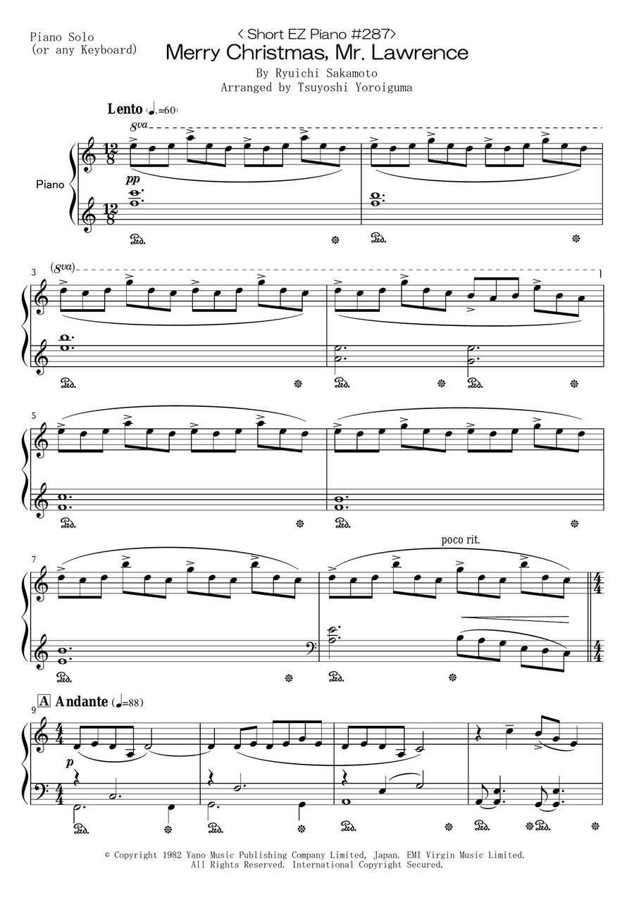 Merry Christmas, Mr. Lawrence Easy Piano scores gallery preview page 1