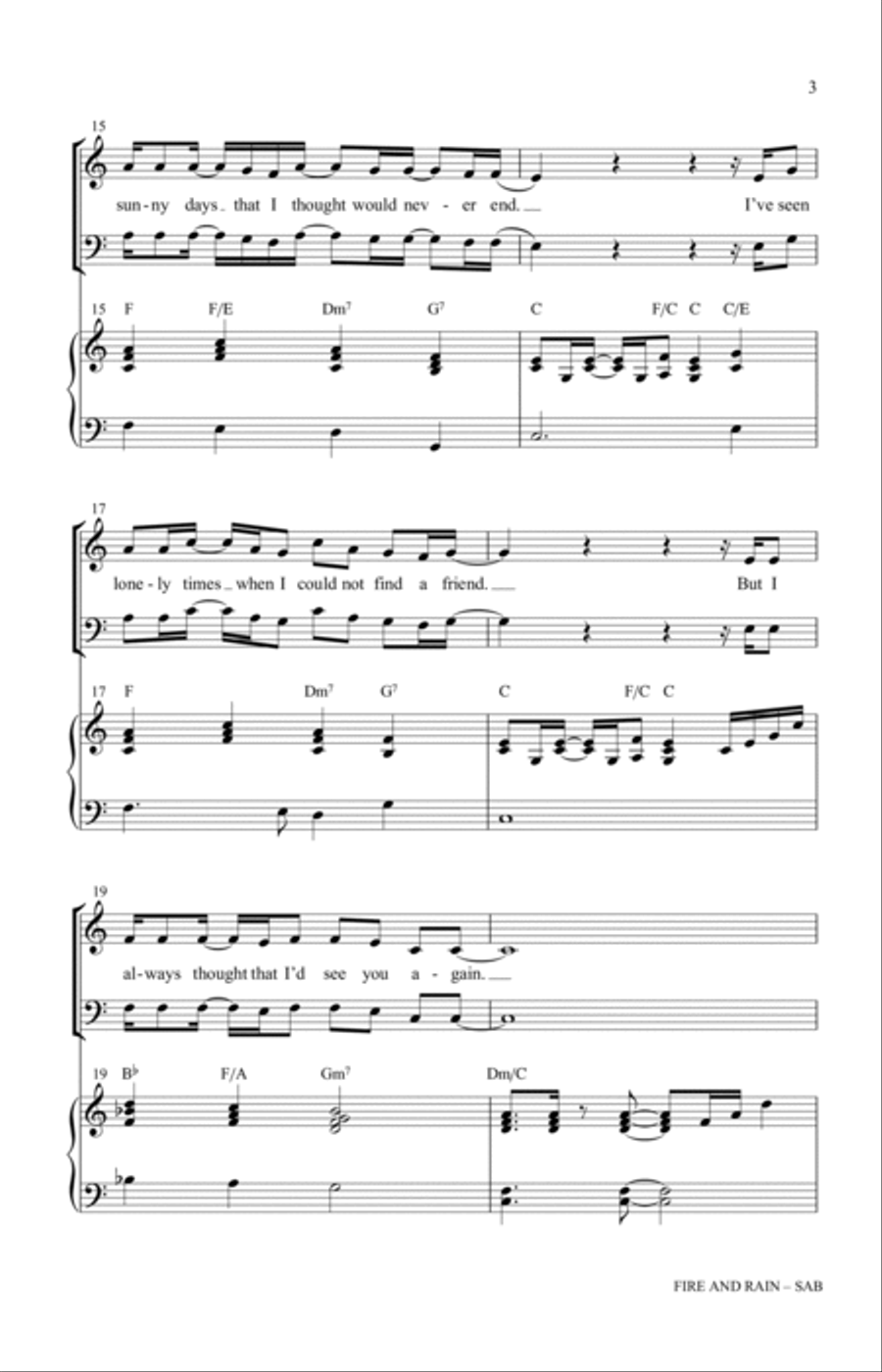 Fire And Rain (arr. Greg Gilpin) 3-Part scores gallery preview page 3