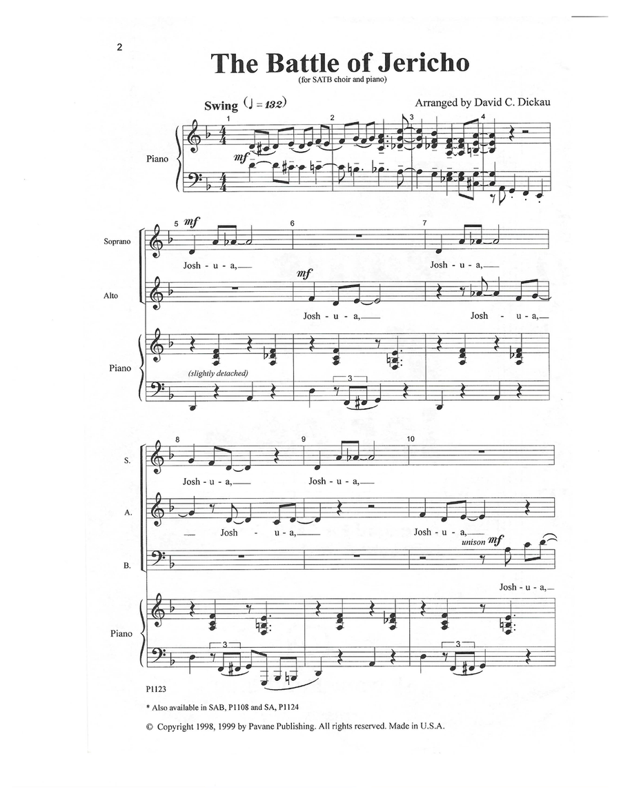 The Battle Of Jericho The Battle Of Jericho 4-Part scores gallery preview page 1