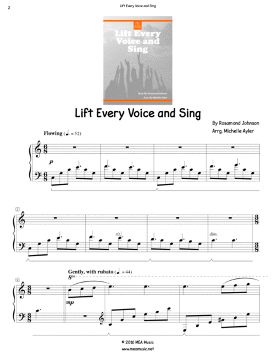 Lift Every Voice and Sing Piano Solo scores gallery preview page 2