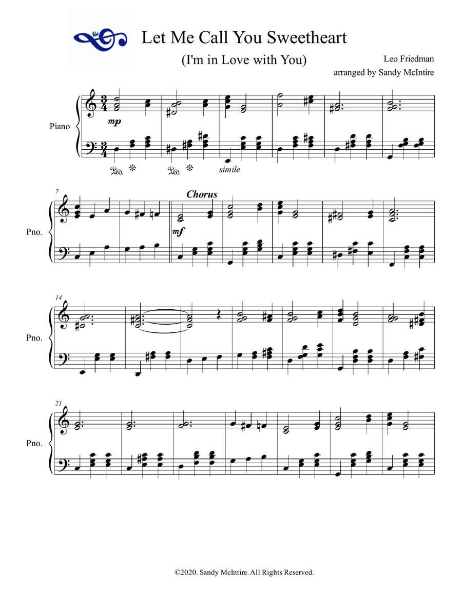 Let Me Call You Sweetheart Piano Solo scores gallery preview page 1