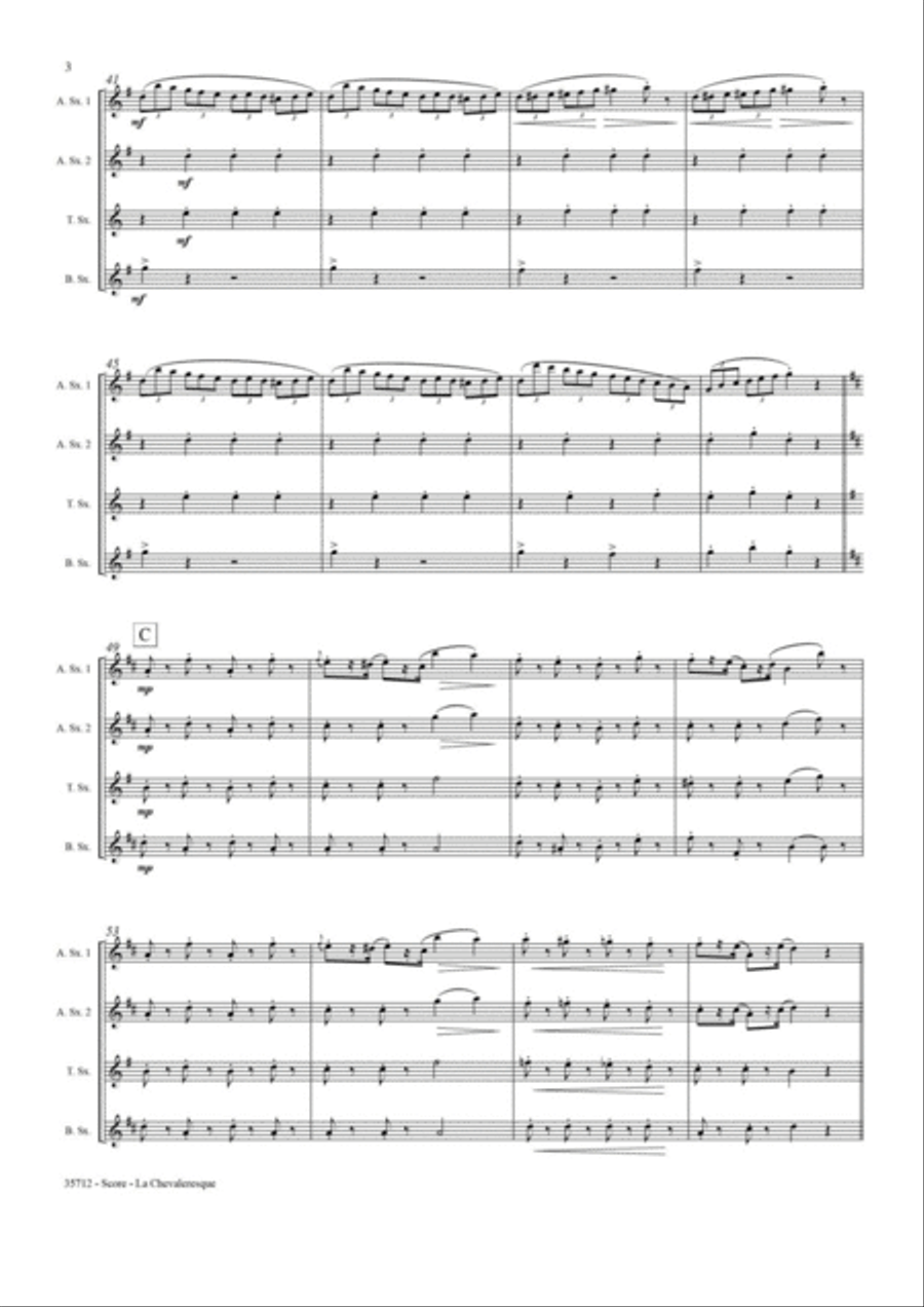 LA CHEVALERESQUE (THE CAVALIER) SAXOPHONE QUARTET Saxophone Quartet scores gallery preview page 4