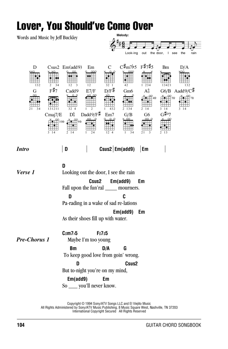 Lover, You Should've Come Over Acoustic Guitar scores gallery preview page 1