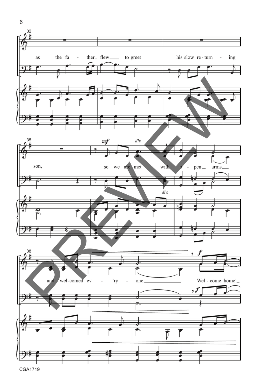 Welcome Home [Song for Prodigals] (SATB) 4-Part scores gallery preview page 5