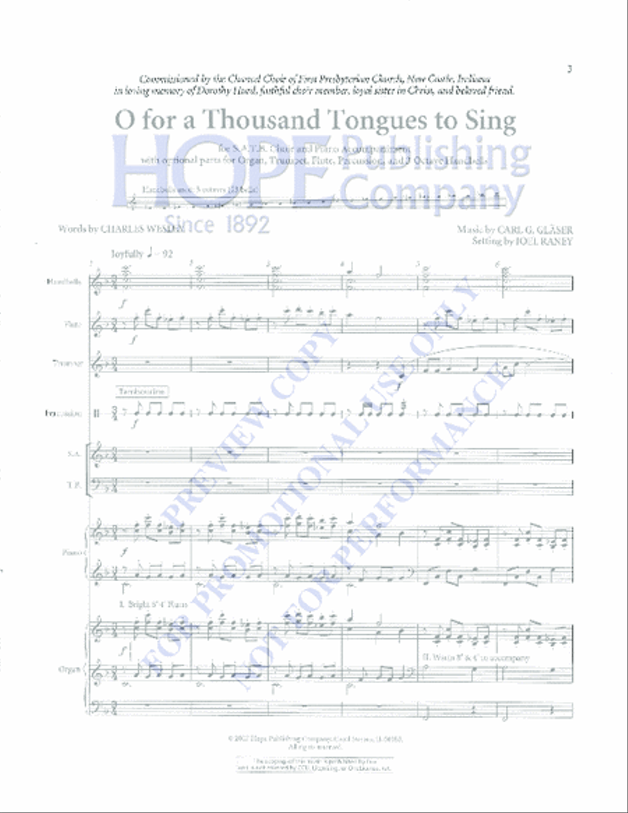 O for a Thousand Tongues to Sing Orchestra scores gallery preview page 2