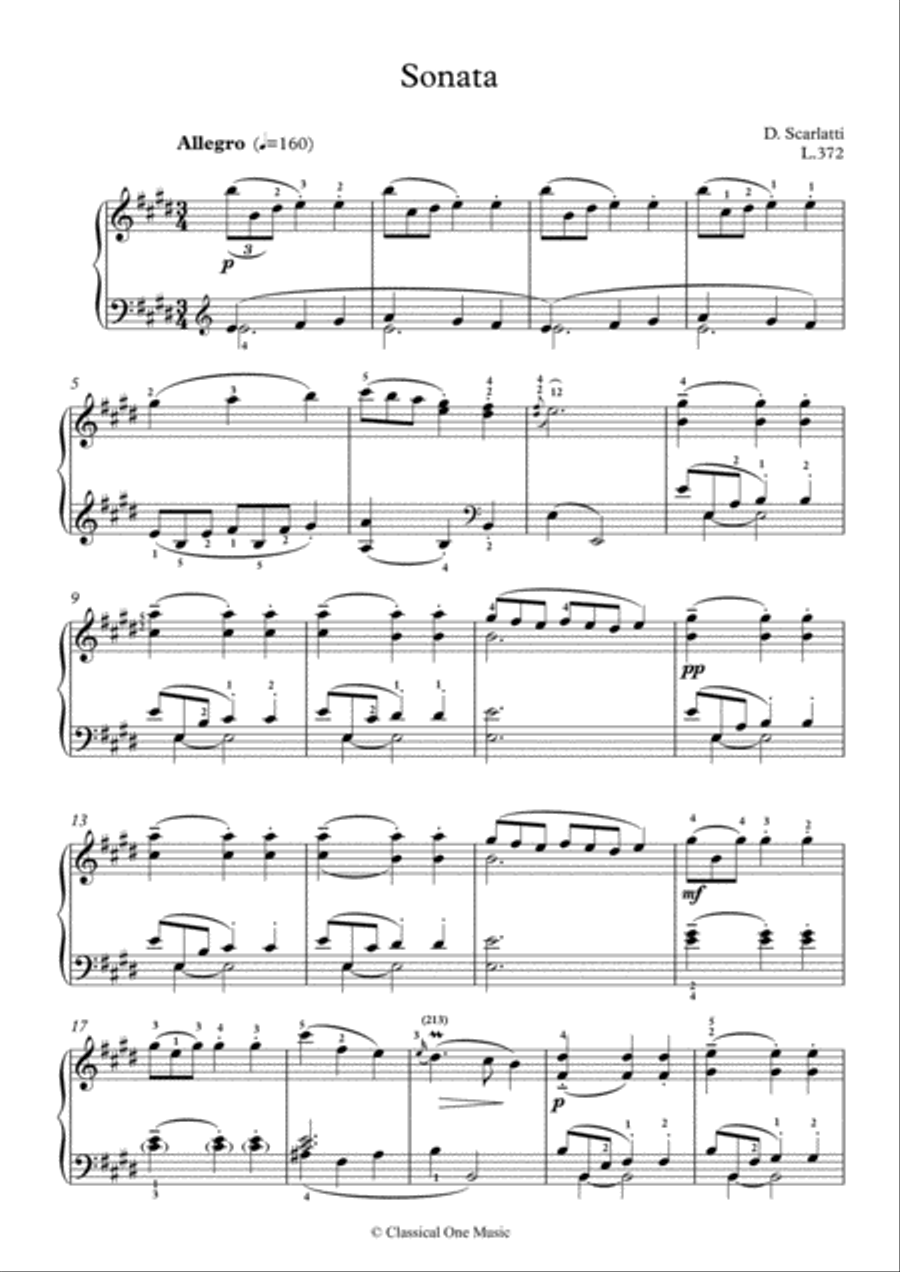 Scarlatti-Sonata in E-Major L.372 K.496(piano) Piano Solo scores gallery preview page 2