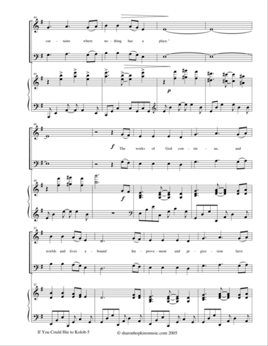 If You Could Hie to Kolob SATB 4-Part scores gallery preview page 5