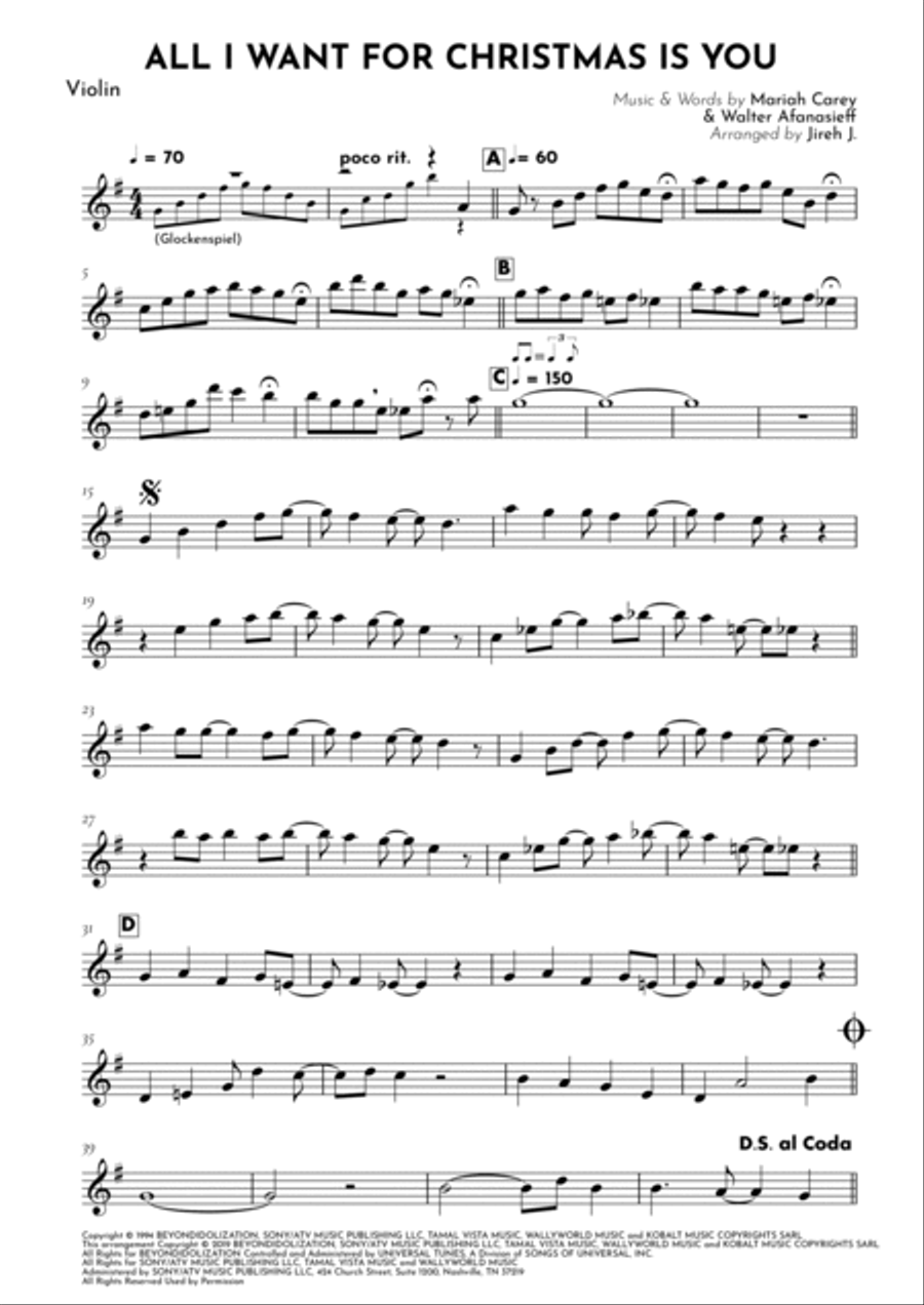 All I Want For Christmas Is You Violin Solo scores gallery preview page 2