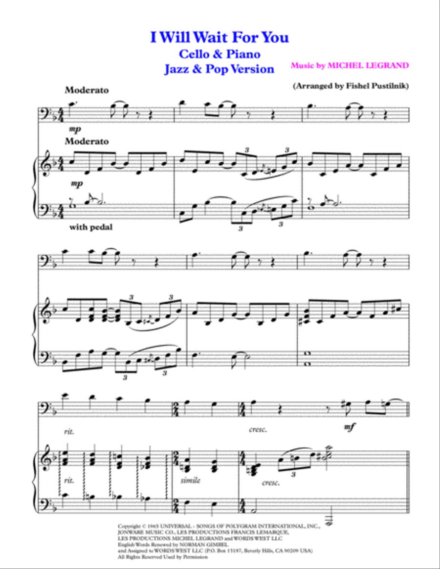 I Will Wait For You Piano scores gallery preview page 2
