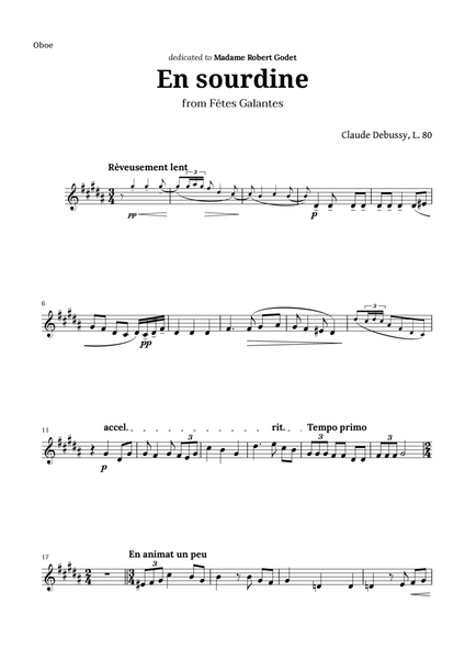 En sourdine by Debussy for Oboe image number null