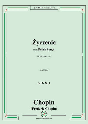 Book cover for Chopin-Życzenie(Mädchens Wunsch),in A Major,Op.74 No.1,from Polish Songs
