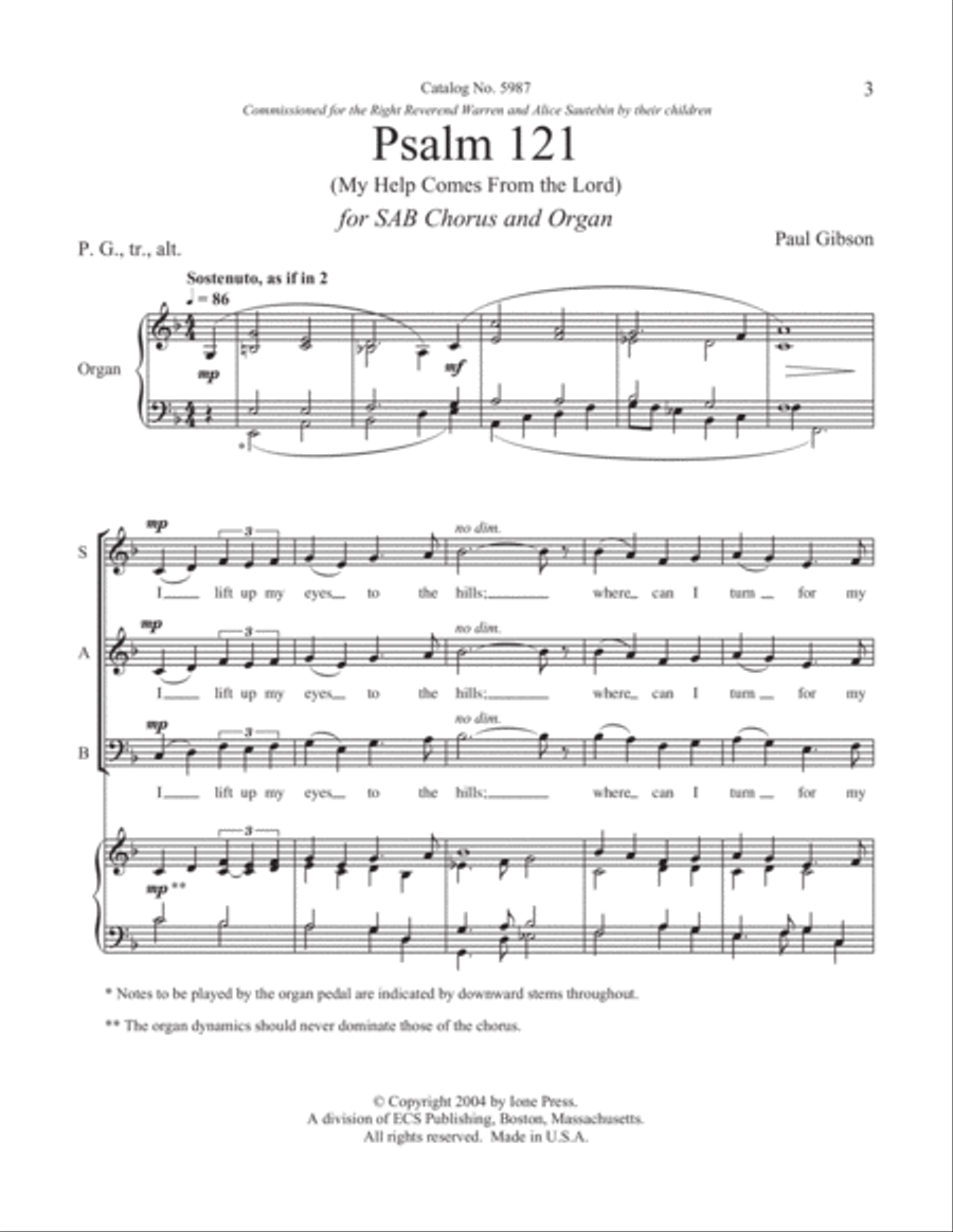 Psalm 121 (My Help Comes From the Lord) 3-Part scores gallery preview page 3