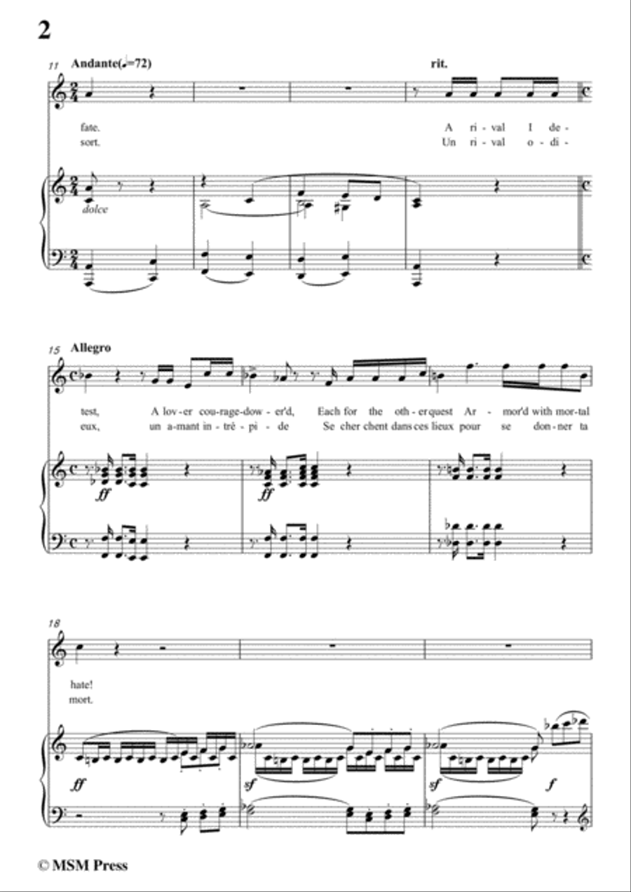 Mehul-O des amants le plus fidèle,from 'Ariodant',in a minor,for Voice and Piano Voice Solo scores gallery preview page 4