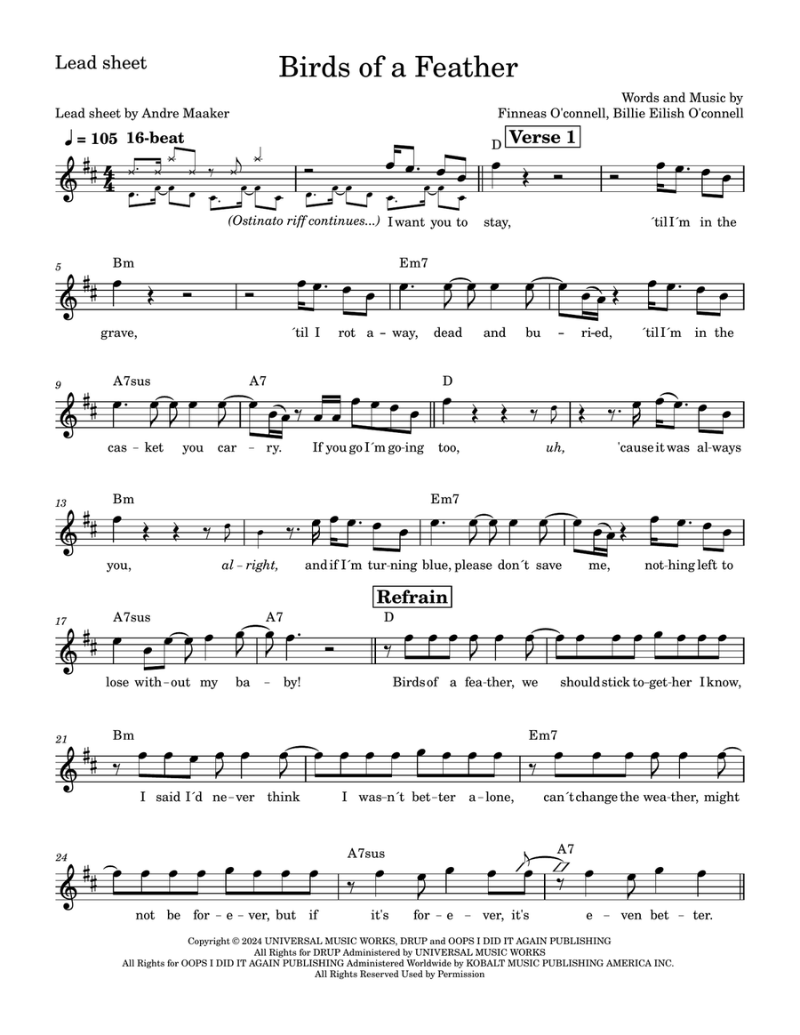 Birds Of A Feather Piano scores gallery preview page 1