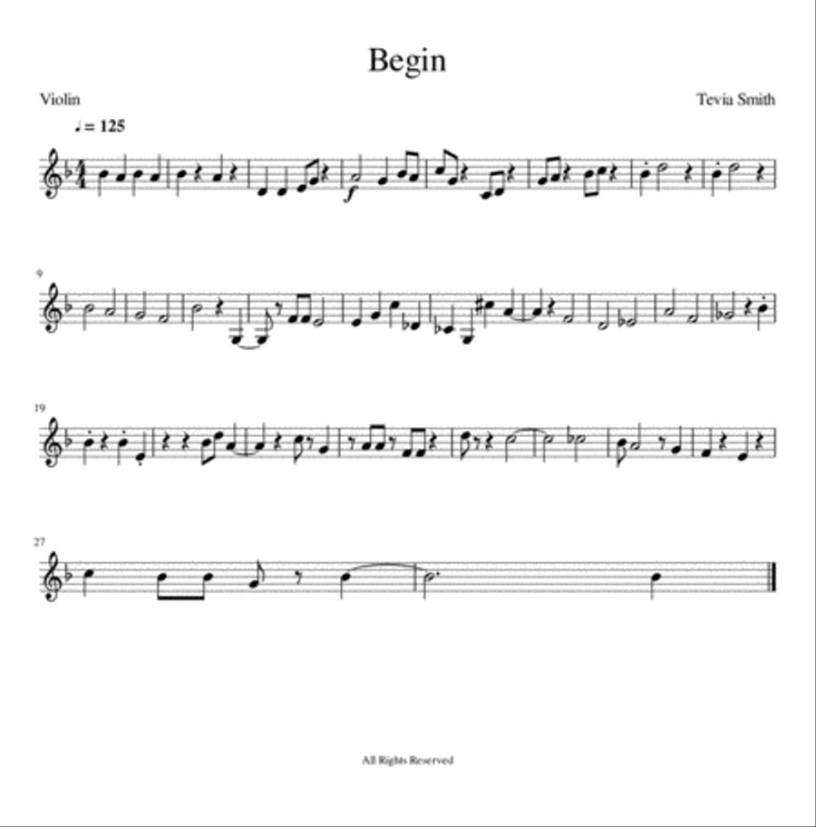 Begin Violin Solo scores gallery preview page 1