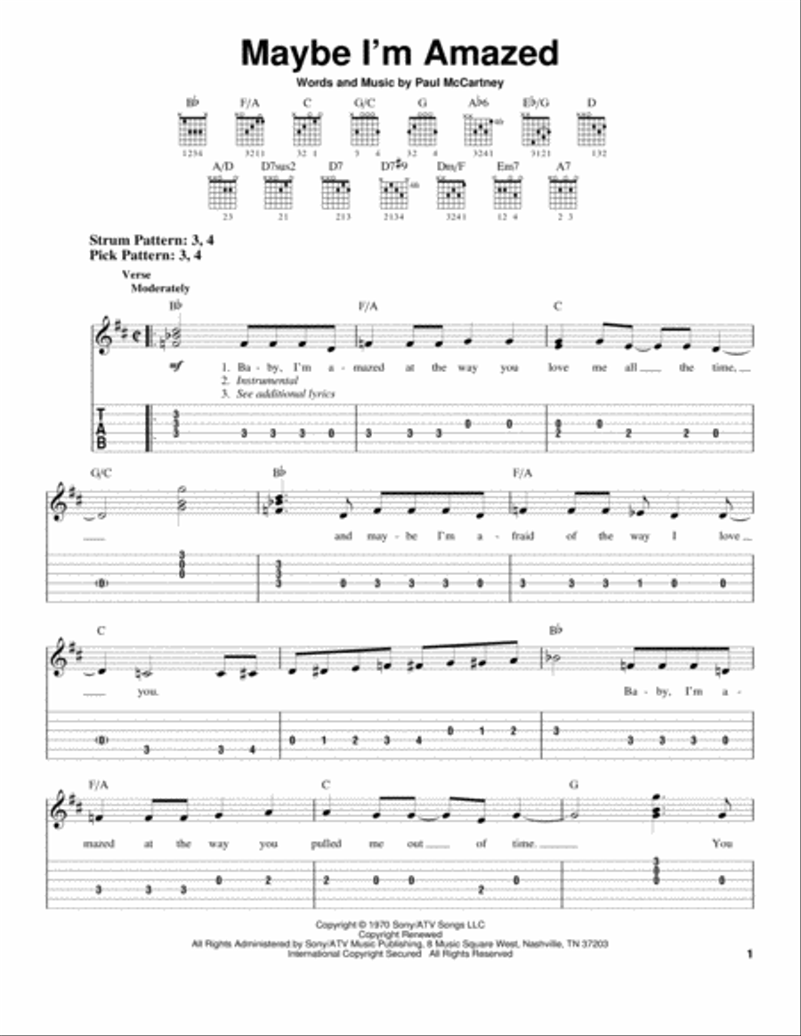 Maybe I'm Amazed Acoustic Guitar scores gallery preview page 1