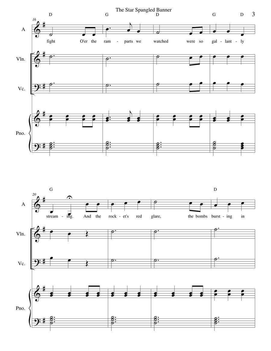 The Star Spangled Banner - Alto and strings Choir scores gallery preview page 3