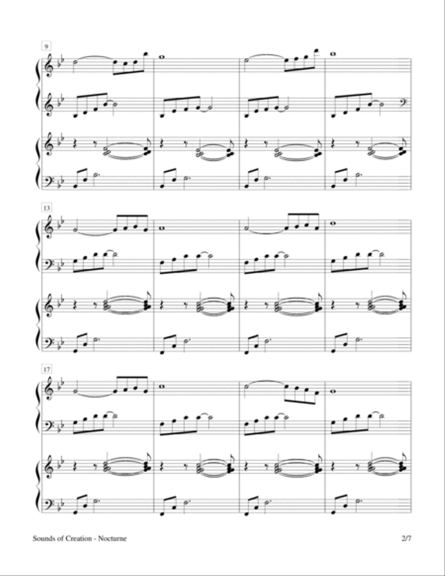 Sounds of Creation - Nocturne (Keyboard Duet; 2 Pianos, 4 Hands) Piano Method scores gallery preview page 5