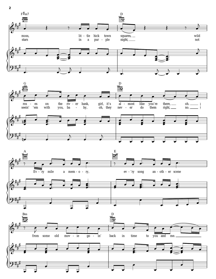Every Mile A Memory Piano, Vocal, Guitar scores gallery preview page 2