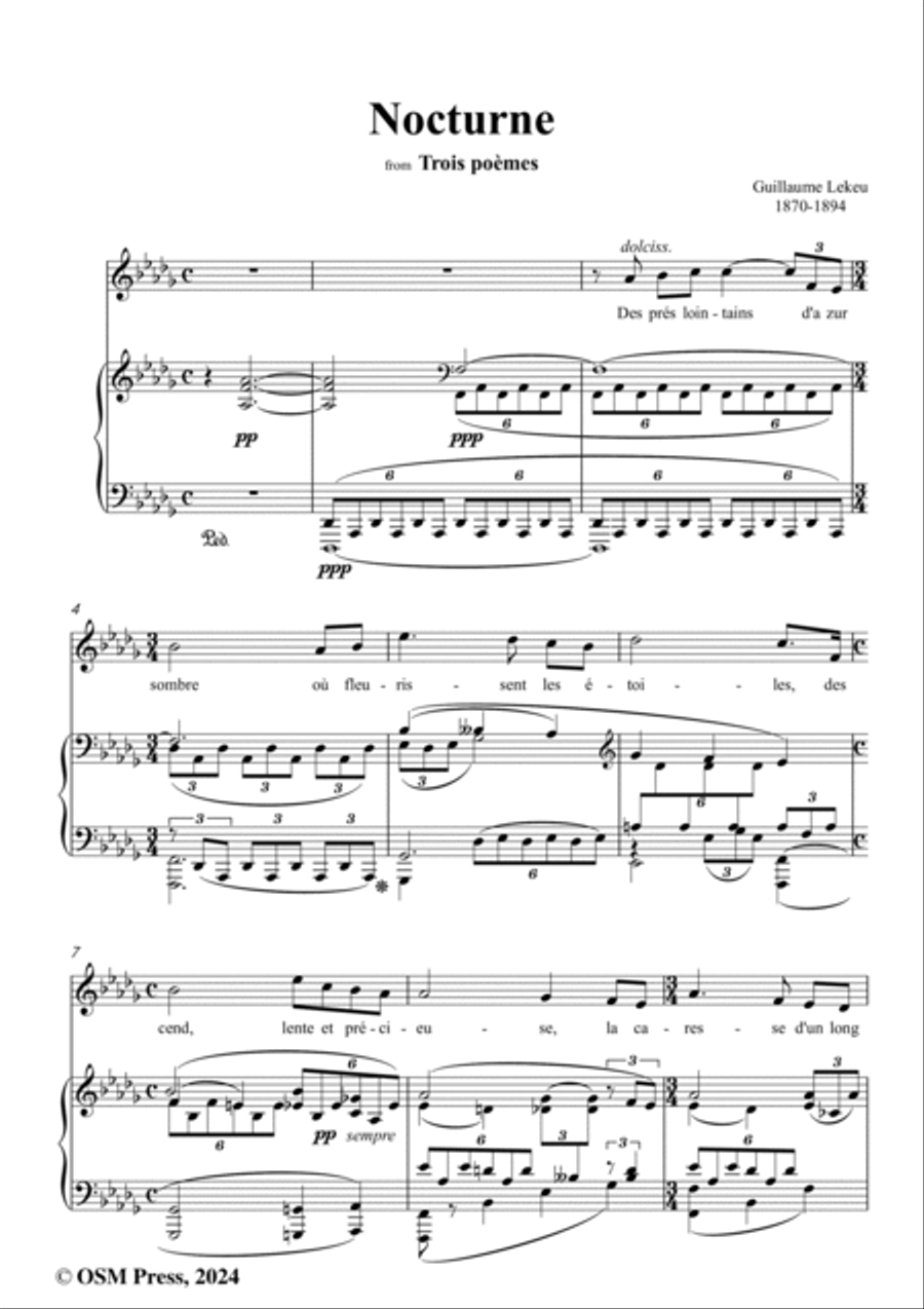 Lekeu-Nocturne,in D flat Major Voice scores gallery preview page 2