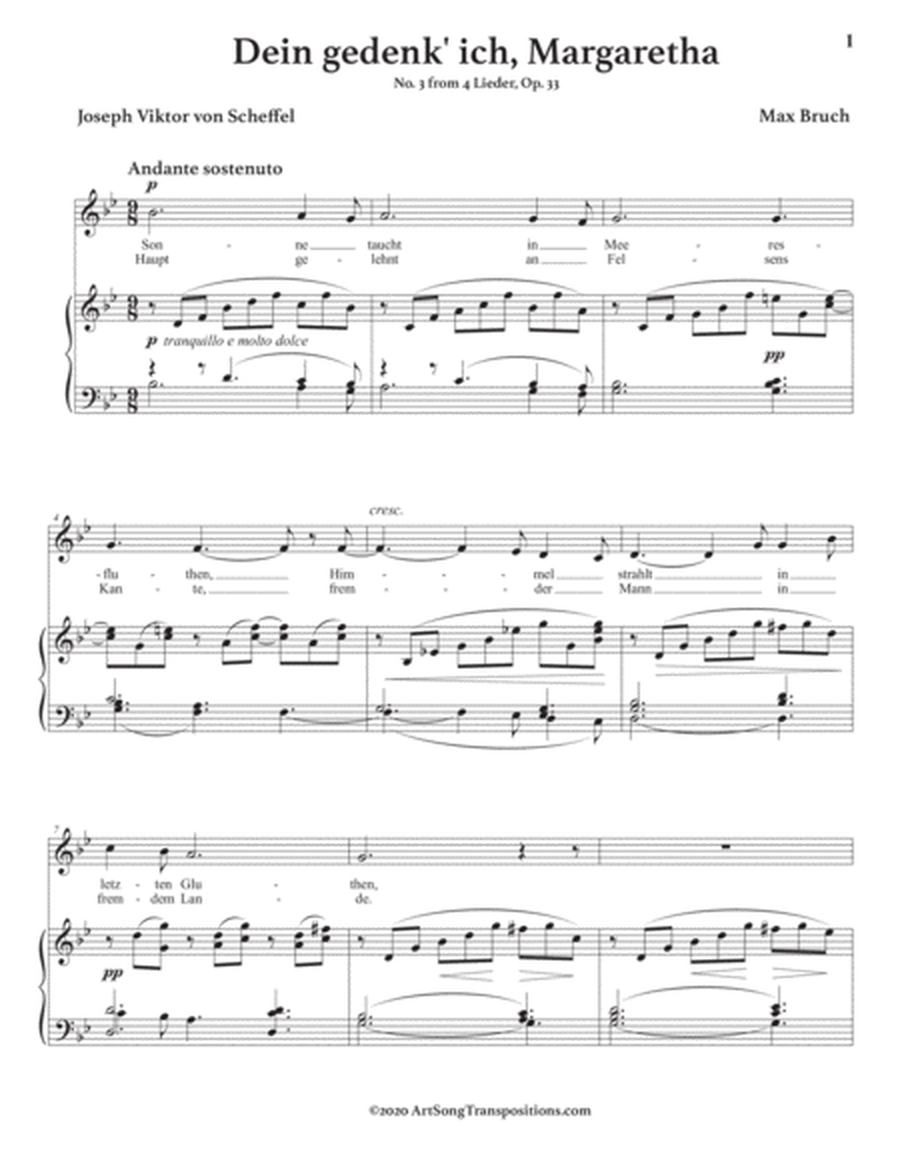 BRUCH: Dein gedenk' ich Margaretha, Op. 33 no. 3 (transposed to B-flat major)