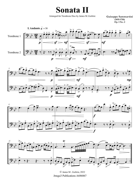 Sammartini: Sonata Op. 1 No. 2 for Trombone Duo image number null