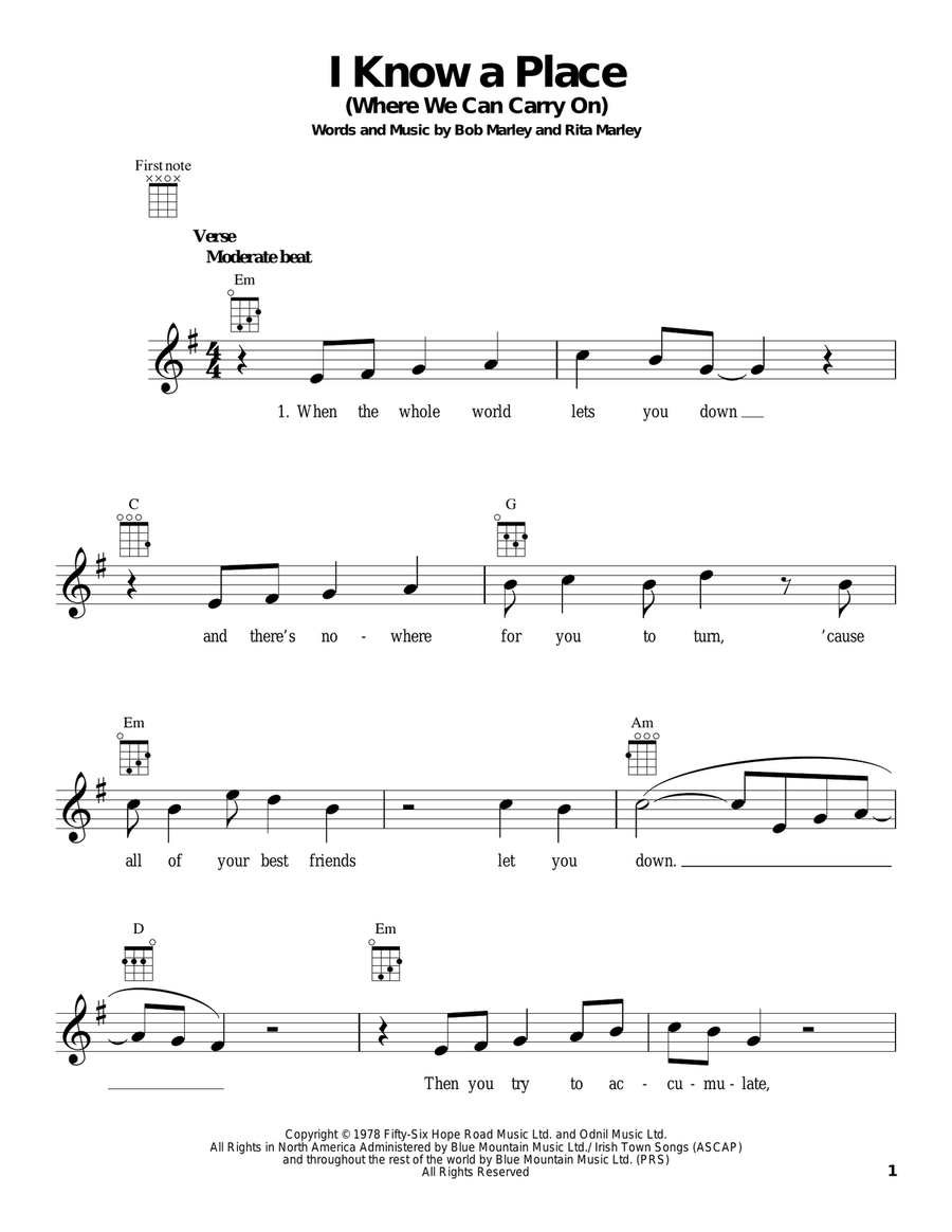 I Know A Place (Where We Can Carry On) Ukulele scores gallery preview page 1
