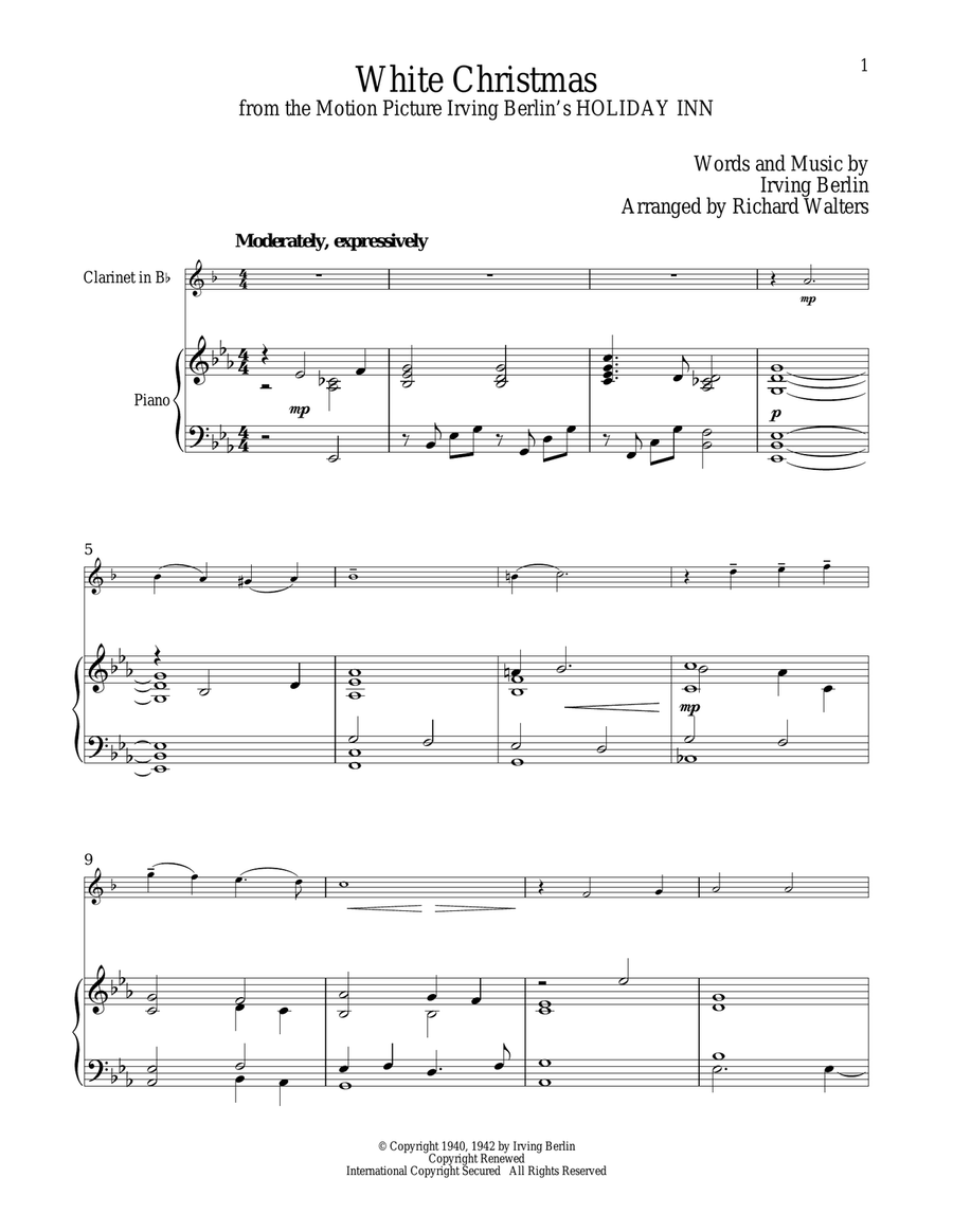 White Christmas Clarinet Solo scores gallery preview page 1