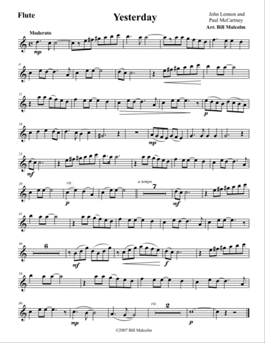 Yesterday Yesterday Woodwind Quintet scores gallery preview page 5