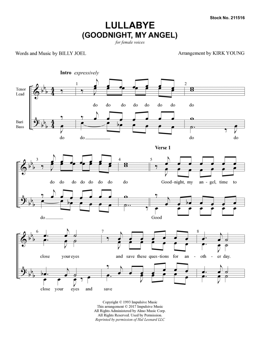 Lullaby (Goodnight My Angel) (arr. Kirk Young)