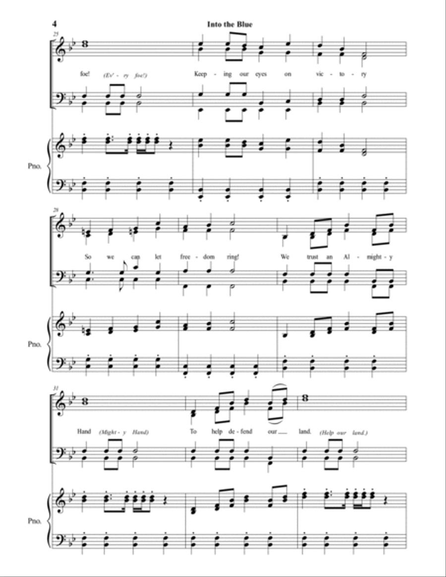 US SPACE FORCE HYMN (Into the Blue) (SATB Choir) 4-Part scores gallery preview page 4
