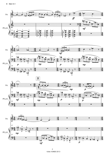 Three pieces for Violin and Piano with Left hand op.139