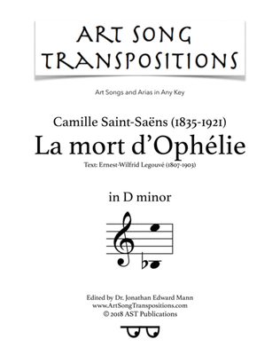 SAINT-SAËNS: La mort d'Ophélie (transposed to D minor)