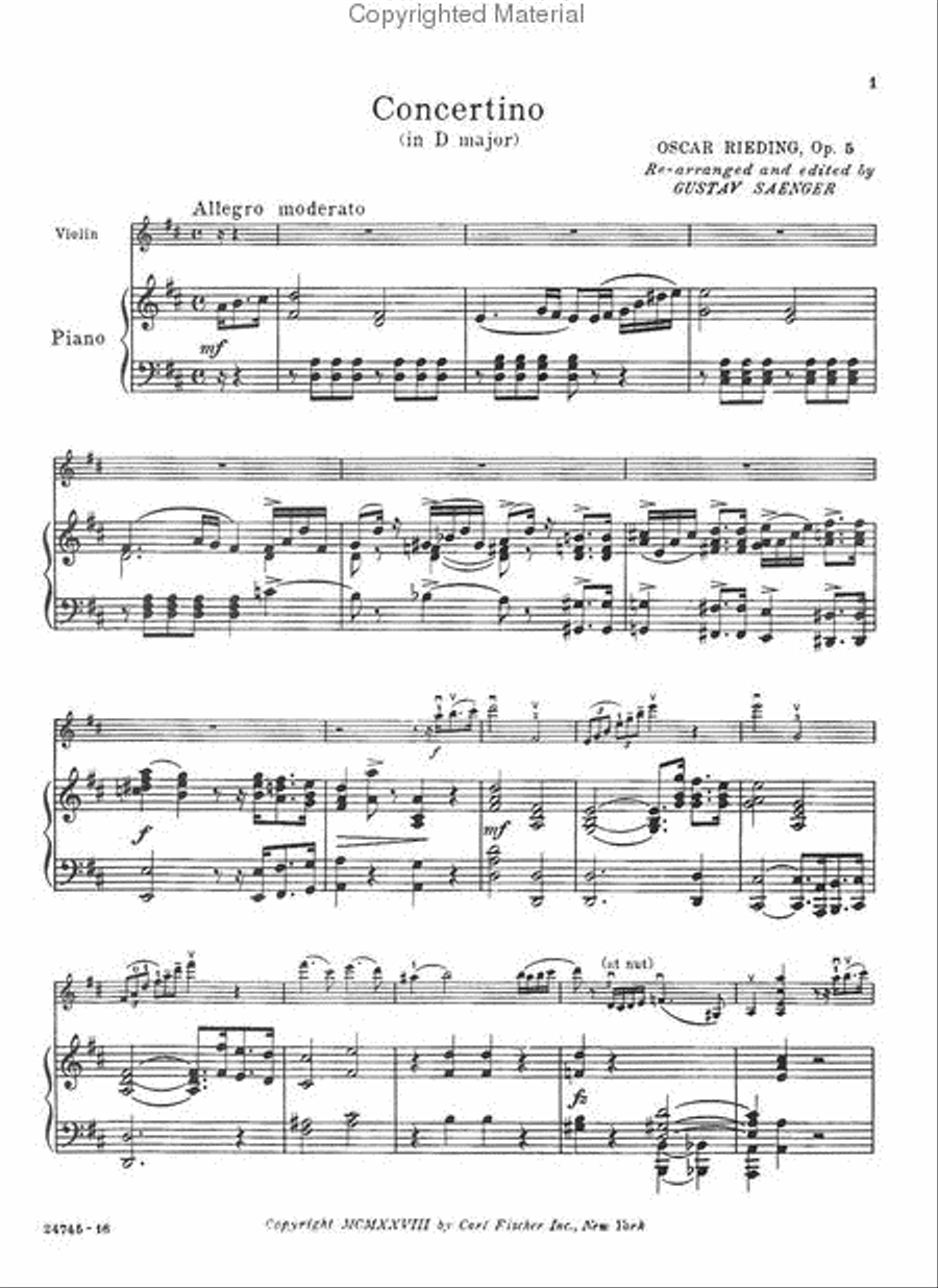 Concertino in D Major Violin Solo scores gallery preview page 2