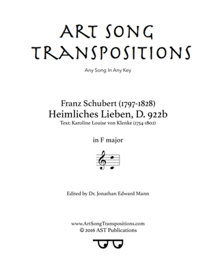 SCHUBERT: Heimliches Lieben, D. 922b (transposed to F major)