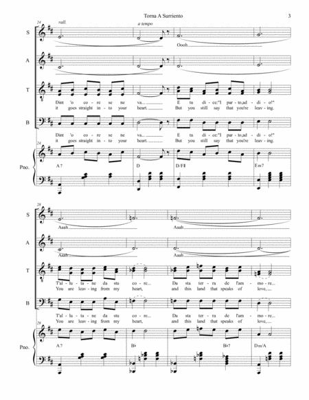Torna A Surriento (Come Back to Sorrento) (for SATB - Alternate Version) image number null