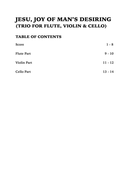Jesu, Joy of Man's Desiring (Trio for Flute, Violin and Cello) image number null