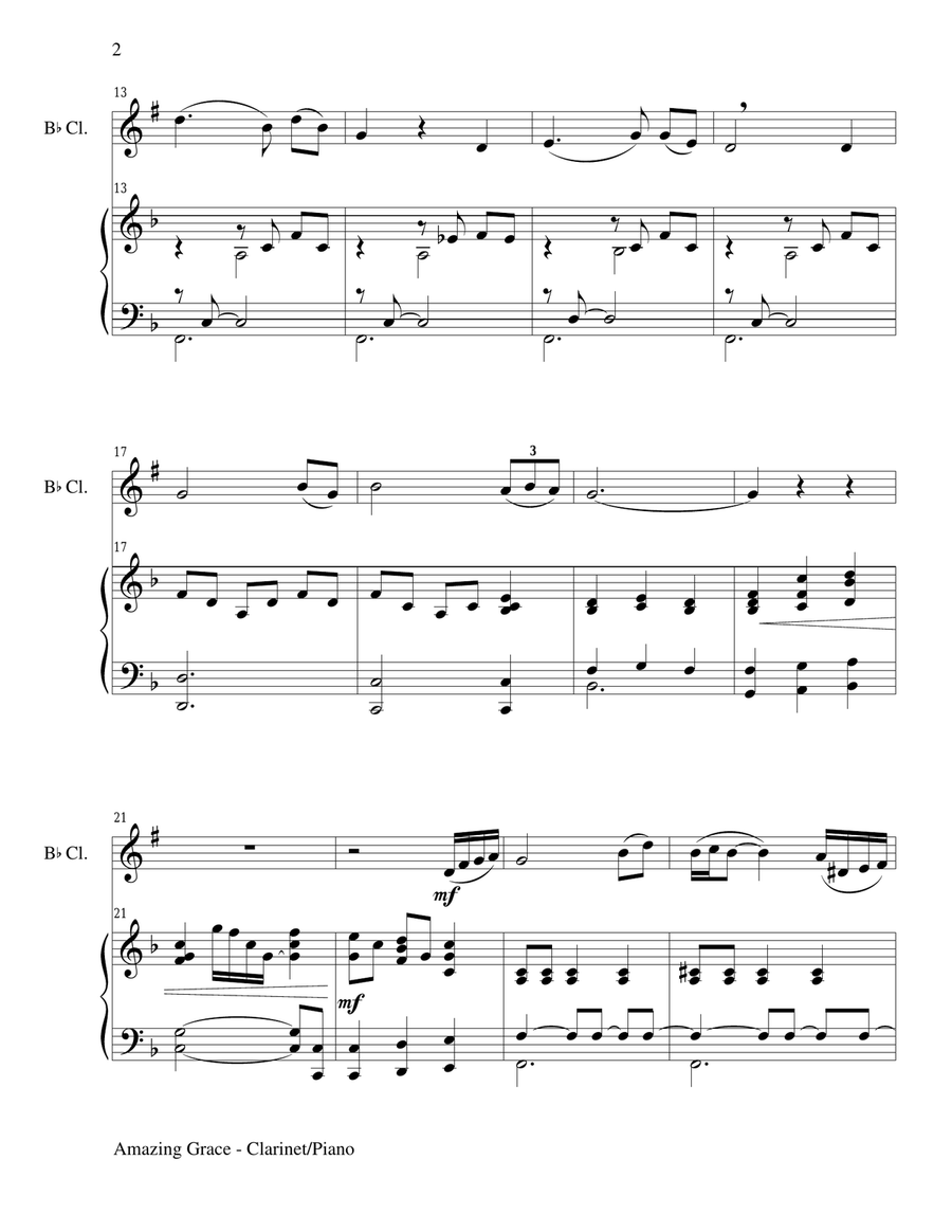 Gary Lanier: HYMNS of GRACE (Duets for Bb Clarinet & Piano) Woodwind Duet scores gallery preview page 3