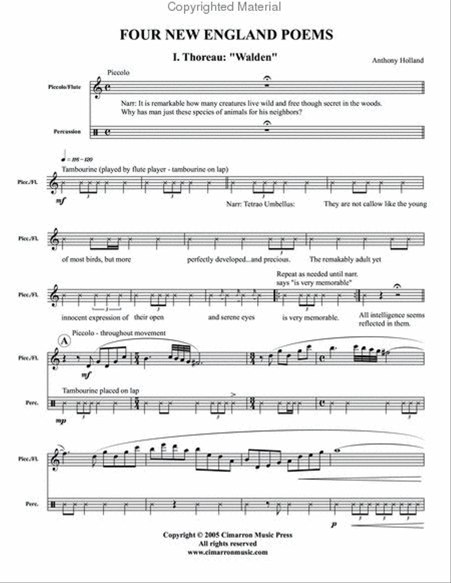 Four New England Poems Flute Solo scores gallery preview page 2
