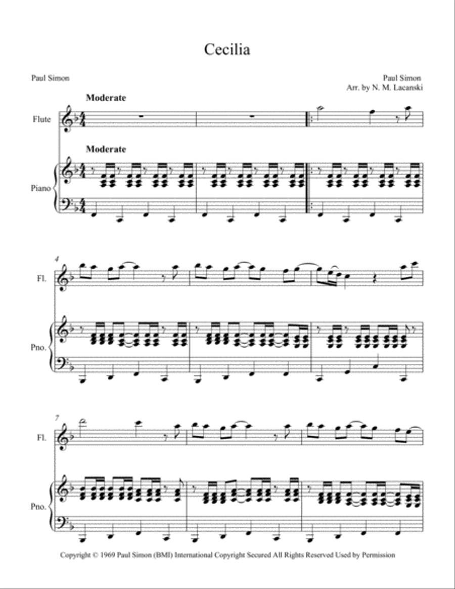 Cecilia Flute Solo scores gallery preview page 2