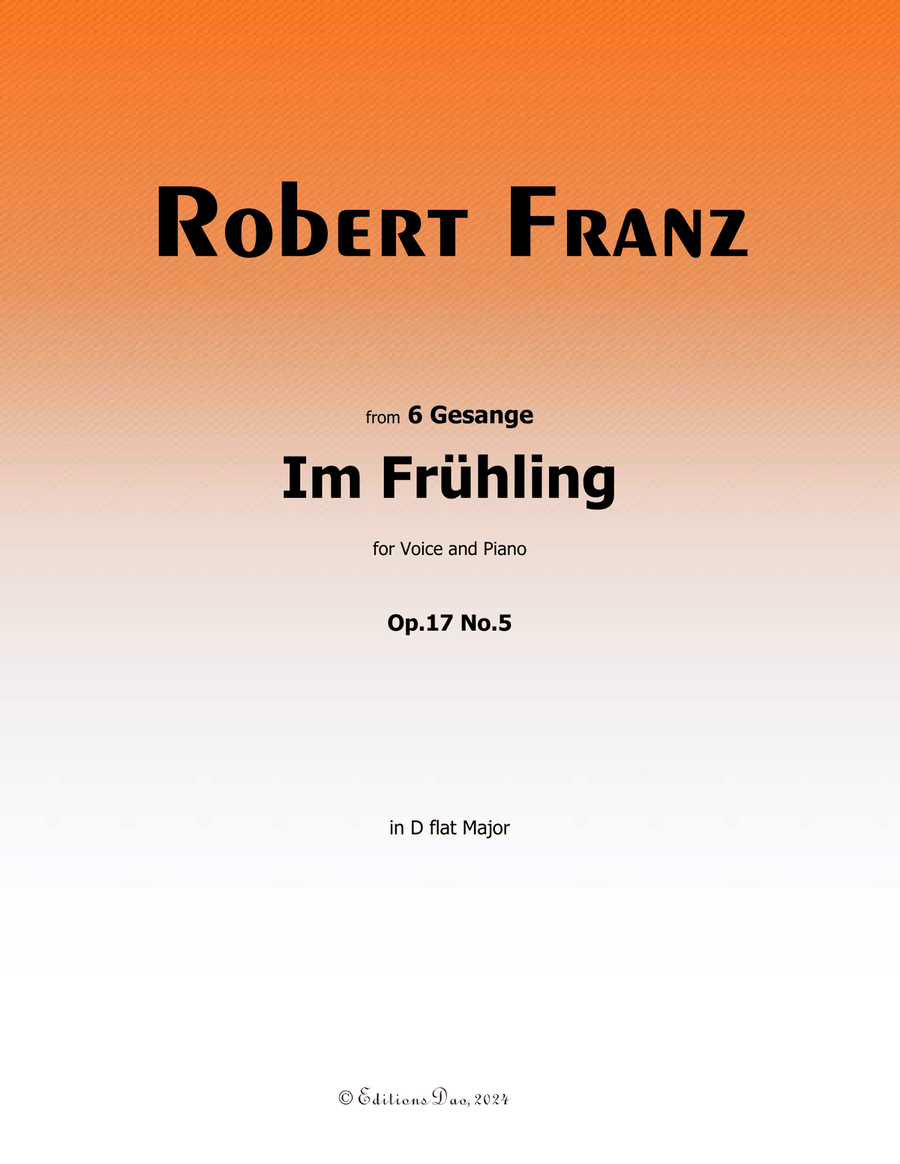 Im Fruhling, by Robert Franz, in D flat Major Voice scores gallery preview page 1