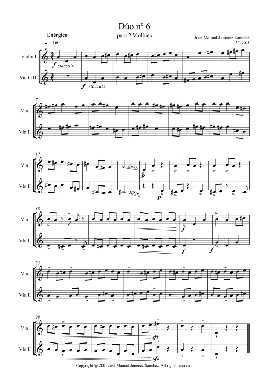 Dúo para 2 violines nº 6 Dúo para 2 violines nº 6 String Duet scores gallery preview page 1