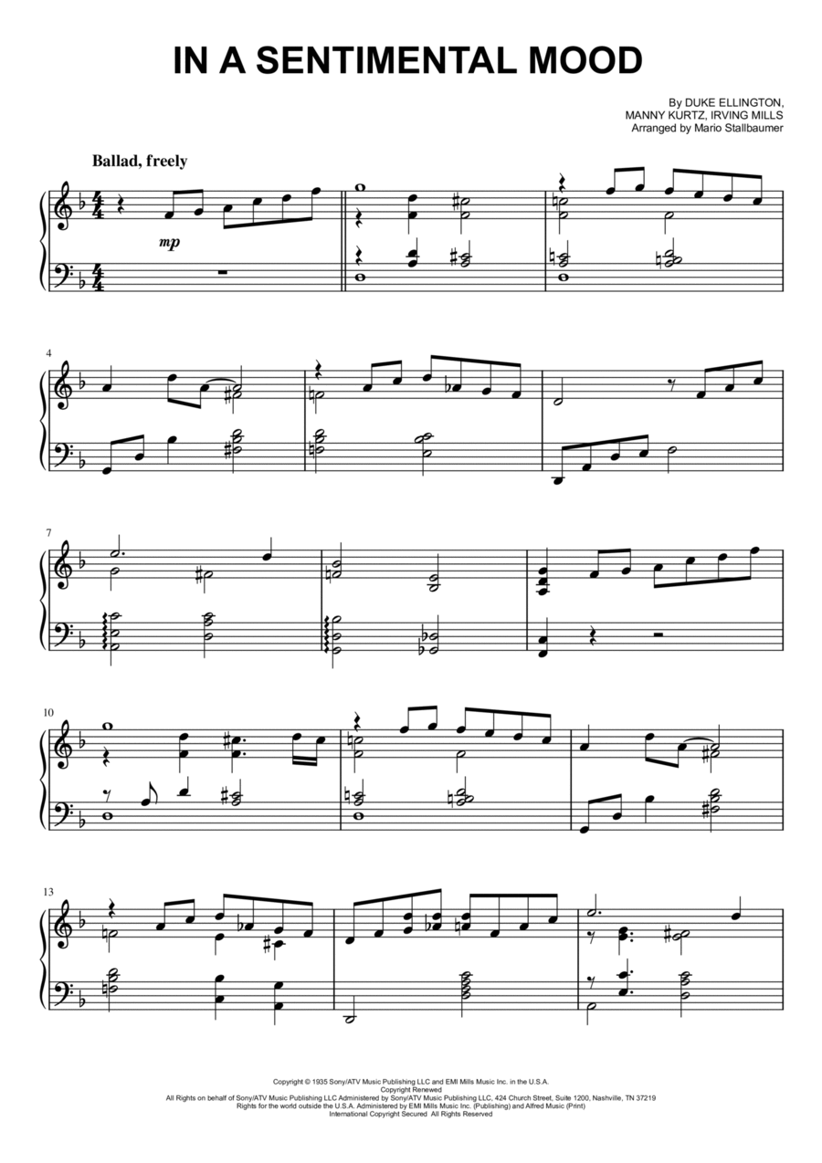 In A Sentimental Mood Piano Solo scores gallery preview page 1