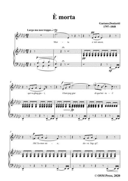 Donizetti-E Morta,in e flat minor,for Voice and Piano
