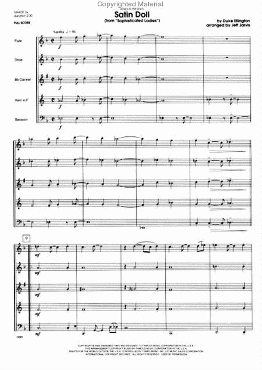 Satin Doll Satin Doll Woodwind Quintet scores gallery preview page 2