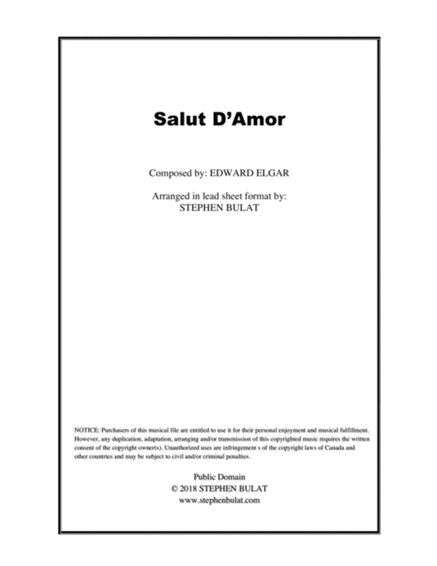 Salut D'Amor (Elgar) - Lead sheet (key of D)