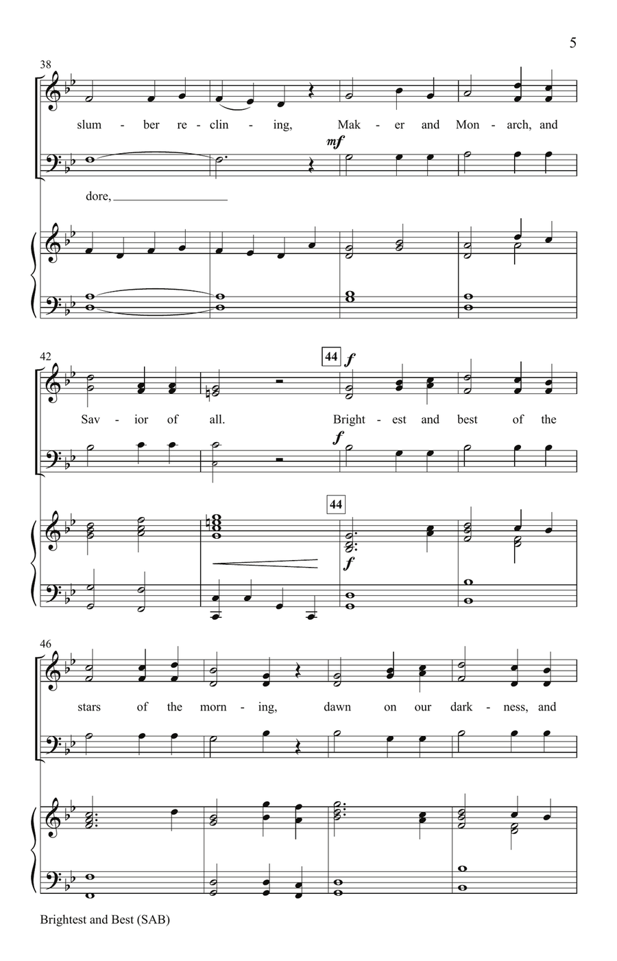 Brightest and Best (SAB, Digital) 3-Part scores gallery preview page 5