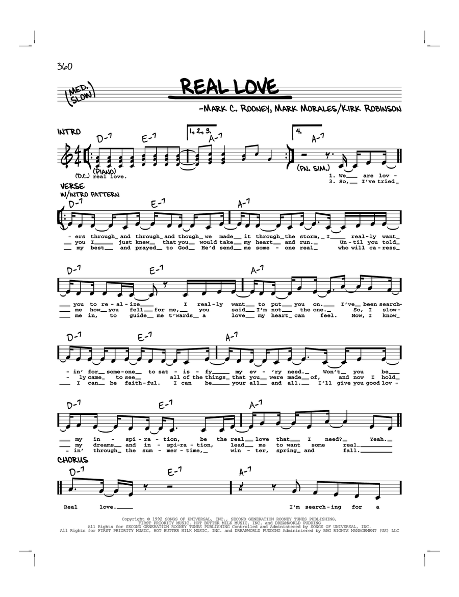 Real Love Piano scores gallery preview page 1