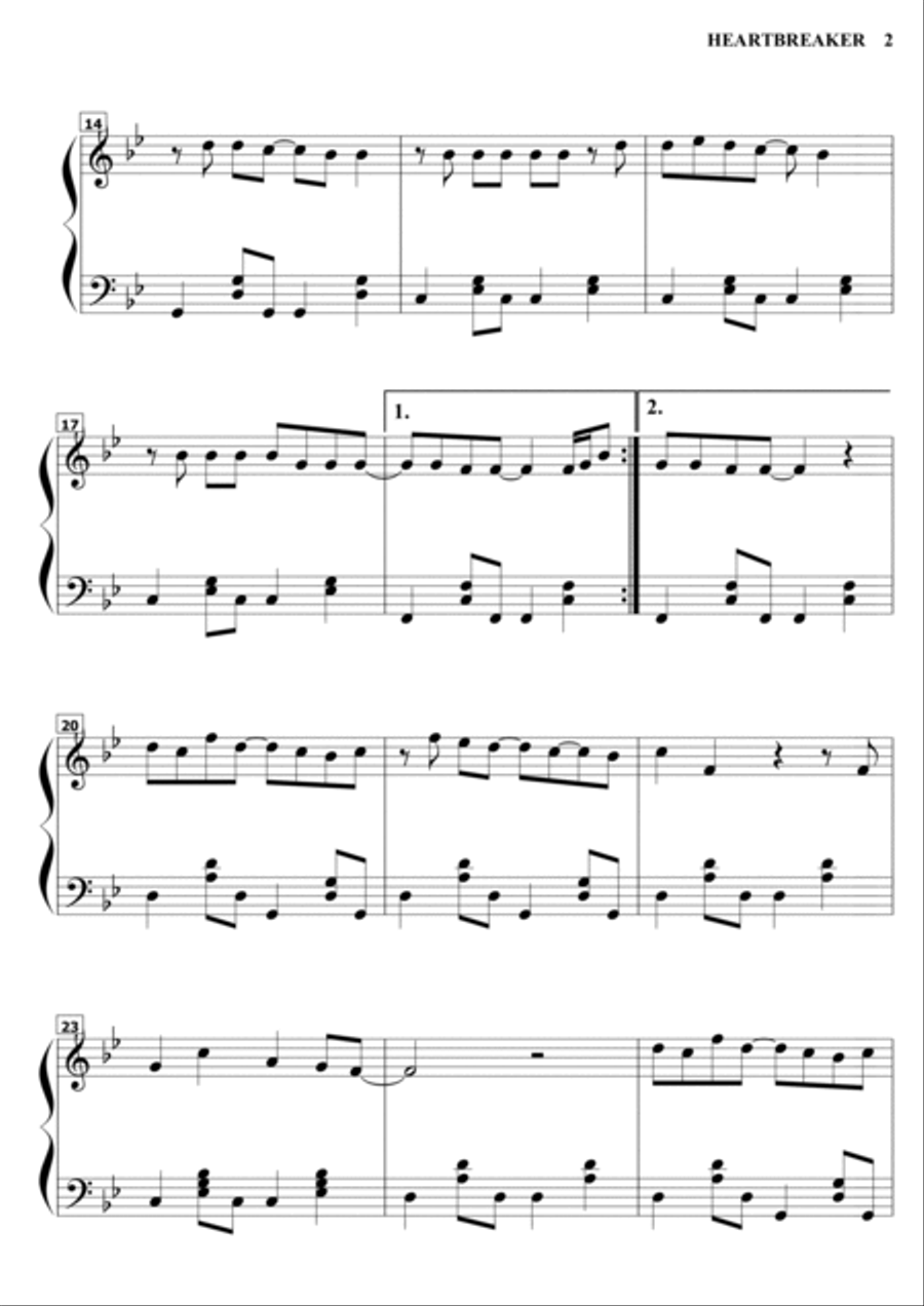 Heartbreaker Piano Solo scores gallery preview page 2