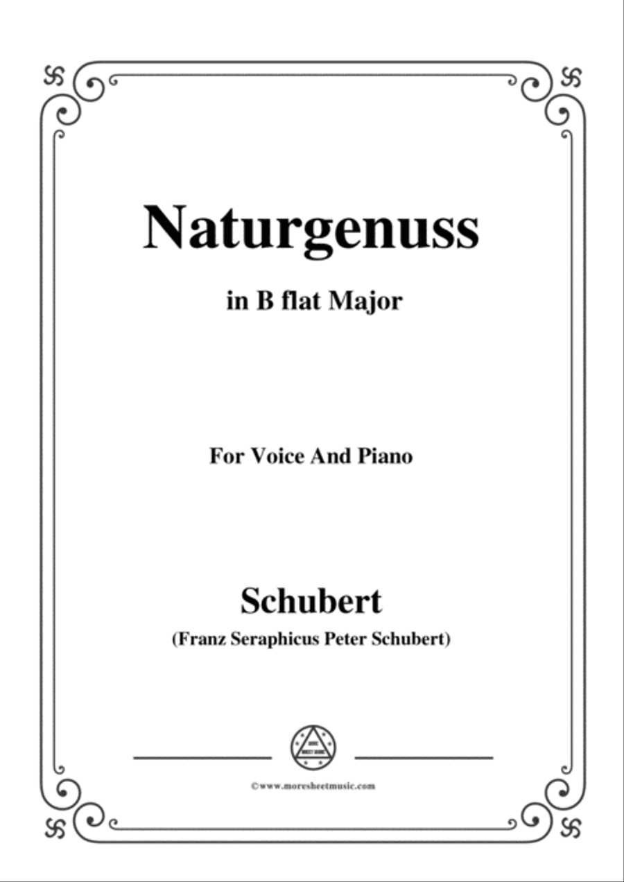 Book cover for Schubert-Naturgenuss,in B flat Major,for Voice&Piano